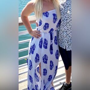 White and Blue Floral Dress